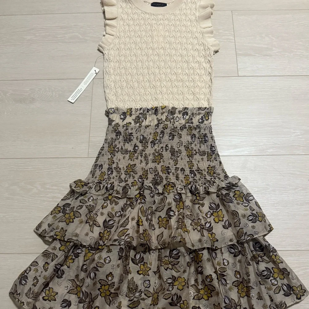 Anthropologie Current Air Ruffle Crewneck Mini Sweater Dress - Picture 3 of 10
